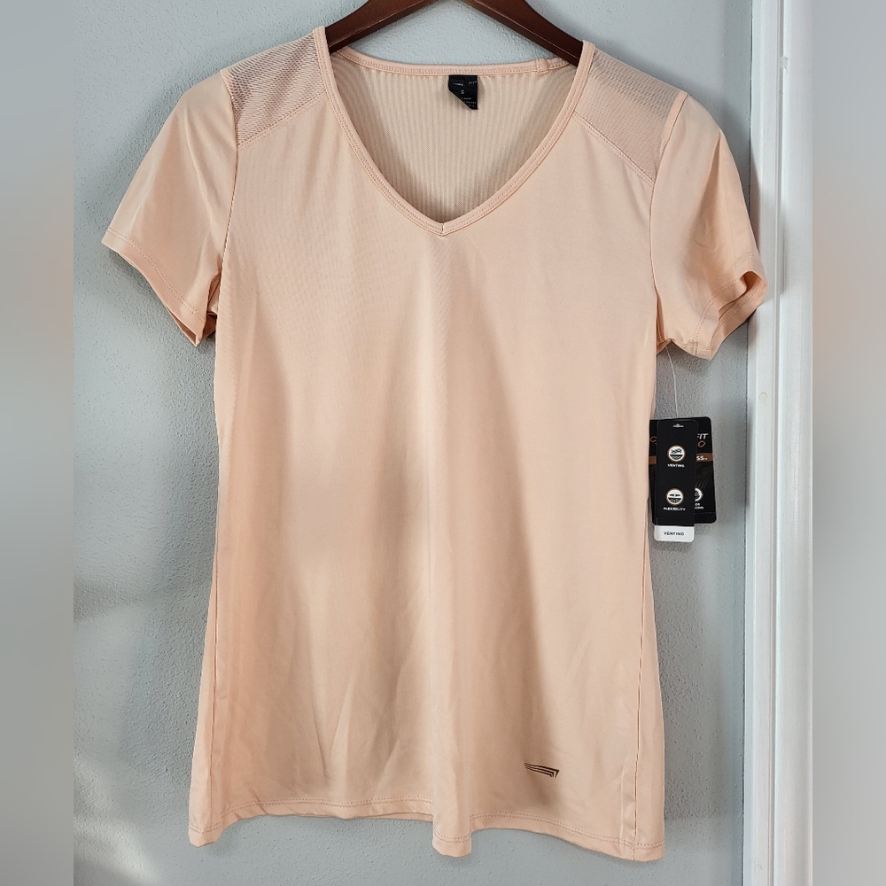 CopperFit Pro Tropical Peach Ventrd Workout Shirt Women's Size Small